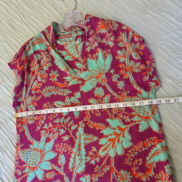 3 /$30 Soft Surroundings Floral Knit Tunic Top Purple Turquoise‎ Orange Small - Picture 9 of 10